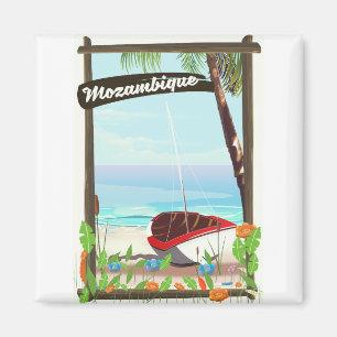 Aimant Affiche de vacances de bateau de pêche de Mozambiq