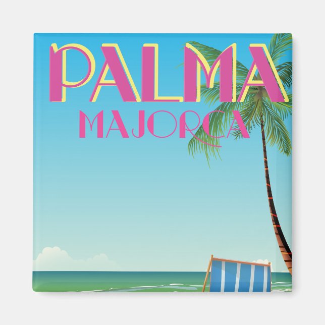 Aimant Affiche de vacances de plage à Palma Majorque (Devant)