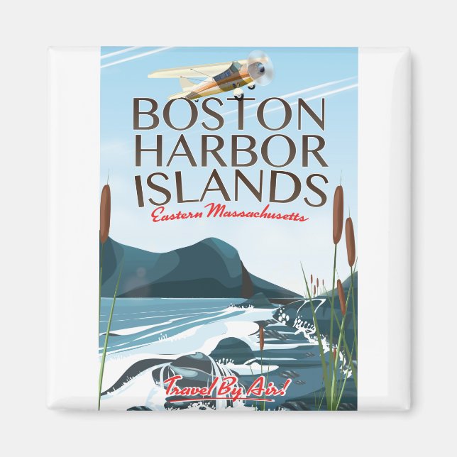 Aimant Affiche de vol du Massachusetts du port de Boston (Devant)