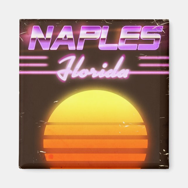 Aimant Affiche de voyage à Naples Floride années 80 (Devant)