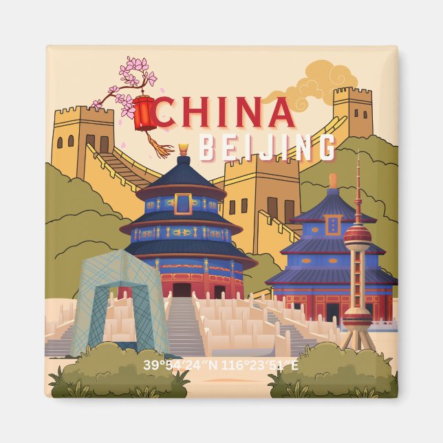 Aimant Affiche de voyage à Pékin en Chine | Art mural de  (Devant)