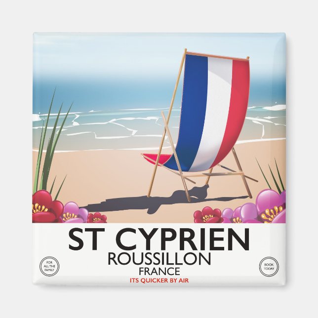 Aimant Affiche de voyage à St Cyprien, Roussillon France (Devant)