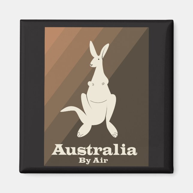 Aimant affiche de voyage Australia By Air Kangaroo. (Devant)