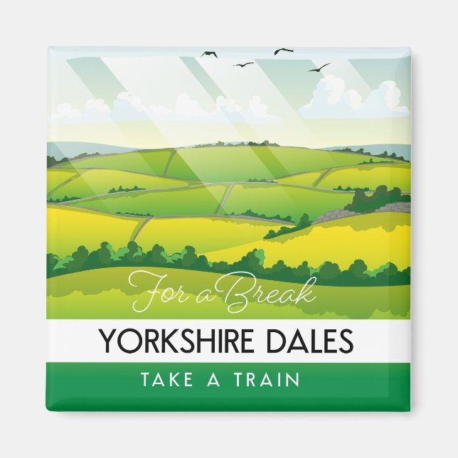 Aimant Affiche de voyage dans les Yorkshire Dales. (Devant)