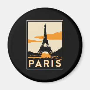Aimant affiche de voyage d'art déco de Paris rétro