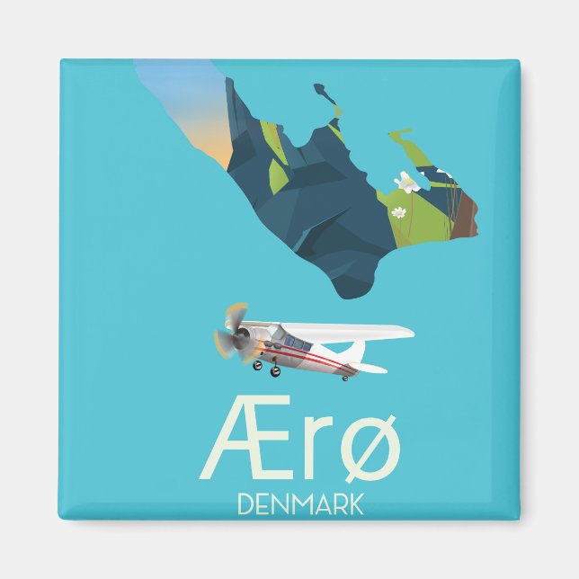 Aimant Affiche de voyage de la carte de Ærø, Danemark (Devant)