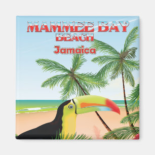 Aimant Affiche de voyage de la plage de Mammee Bay Jamaïq