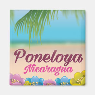 Aimant Affiche de voyage de la plage de Poneloya Nicaragu