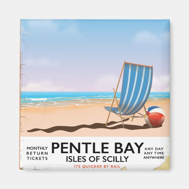 Aimant Affiche de voyage de Pentle Bay Isles of Scilly (Devant)