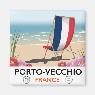 Aimant Affiche de voyage de plage à Porto-Vecchio, France