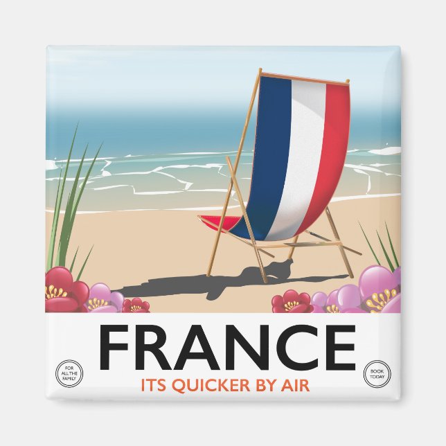 Aimant Affiche de voyage de plage au bord de la mer Franc (Devant)