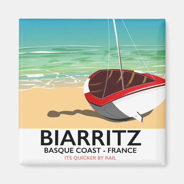 Aimant Affiche de voyage de plage Biarritz France (Devant)