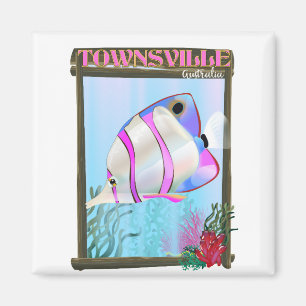 Aimant Affiche de voyage de poissons tropicaux de Townsvi