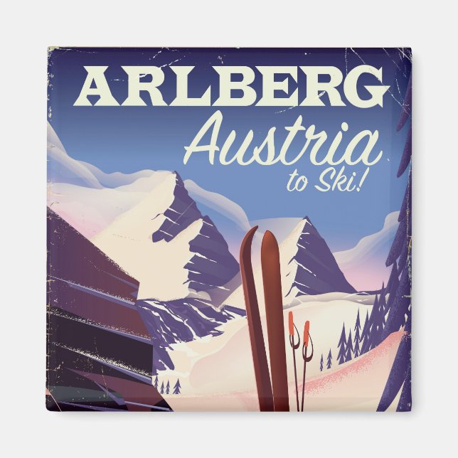 Aimant Affiche de voyage de ski Arlberg Autriche (Devant)