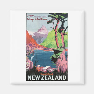 Aimant Affiche de voyage de South Island en Nouvelle-Zél