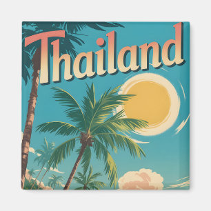 Aimant Affiche de voyage de style vintage d'une Thaïlande