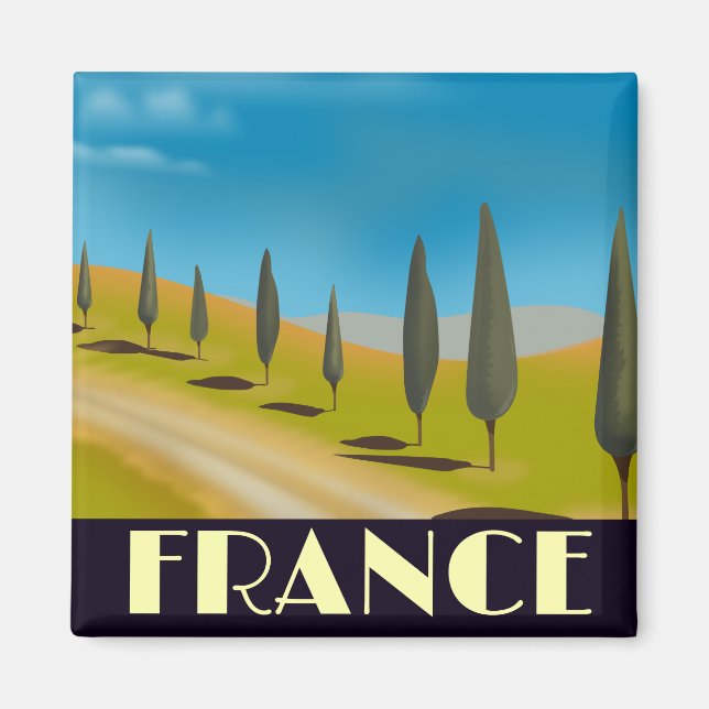 Aimant Affiche de voyage de style vintage France (Devant)