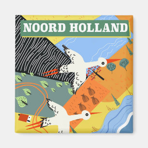 Aimant affiche de voyage de style vintage Noord Holland