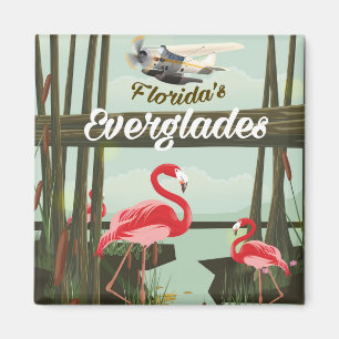 Aimant affiche de voyage dessin animé des Everglades de F