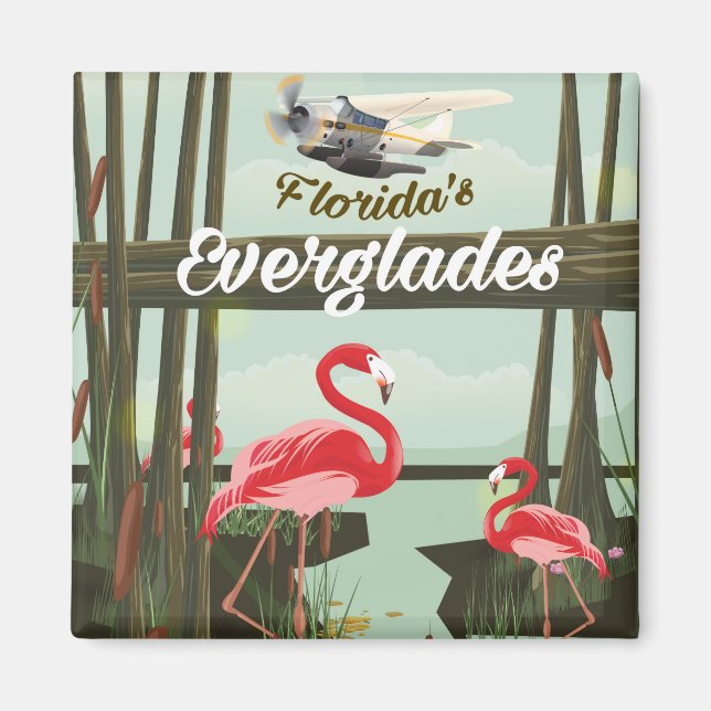 Aimant affiche de voyage dessin animé des Everglades de F (Devant)