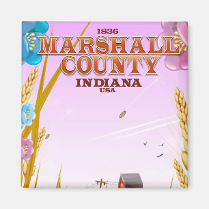 Aimant Affiche de voyage du comté de Marshall '1836' Indi