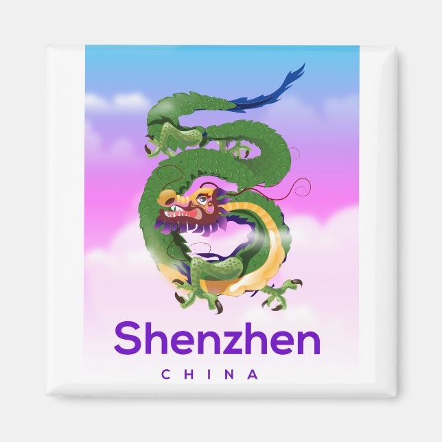 Aimant Affiche de voyage du Dragon de Shenzhen Chine (Devant)