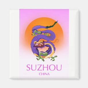 Aimant Affiche de voyage du dragon de Suzhou Chine