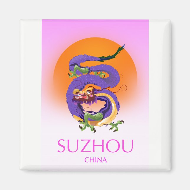 Aimant Affiche de voyage du dragon de Suzhou Chine (Devant)