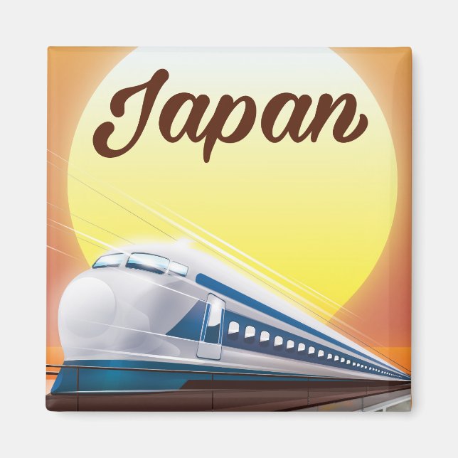 Aimant Affiche de voyage en train à grande vitesse du Jap (Devant)