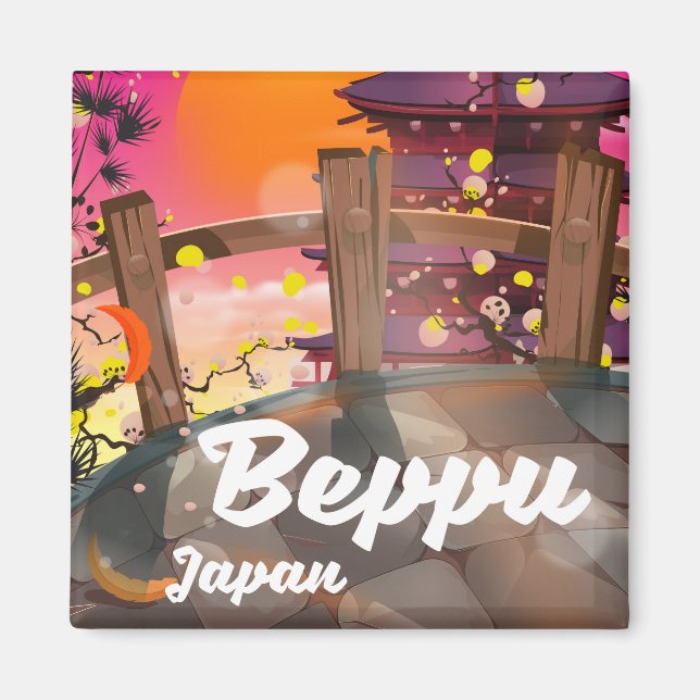 Aimant Affiche de voyage japonaise Beppu (Devant)