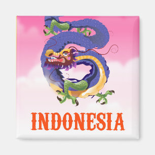 Aimant Affiche de voyage rétro Dragon d'Indonésie