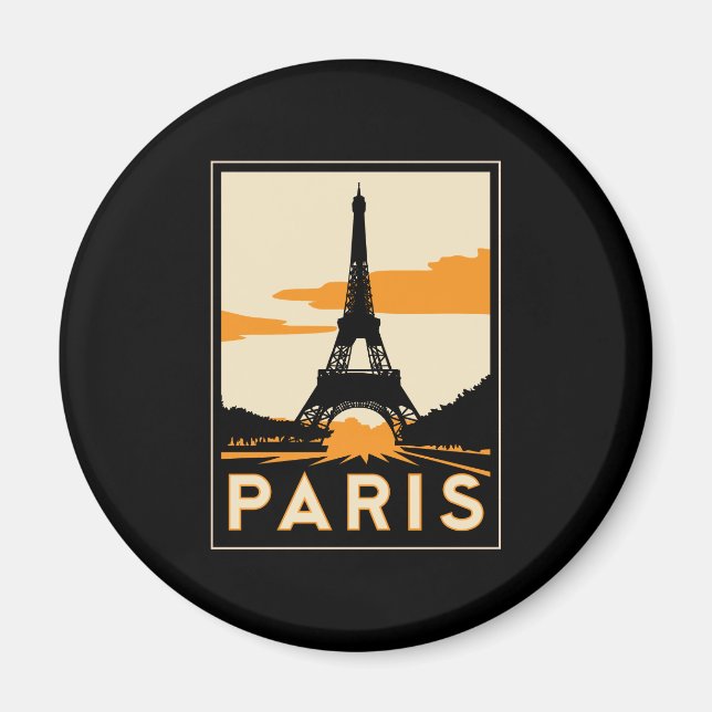 Aimant affiche de voyage rétro paris art déco (Devant)