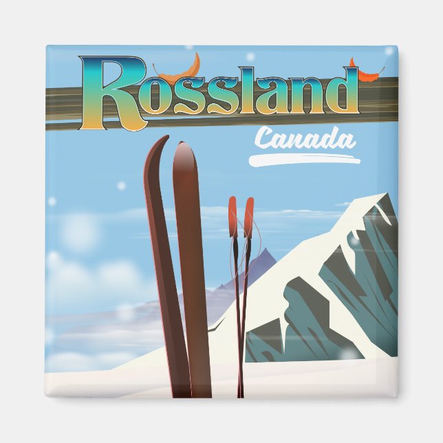 Aimant Affiche de voyage Rossland Canada. (Devant)