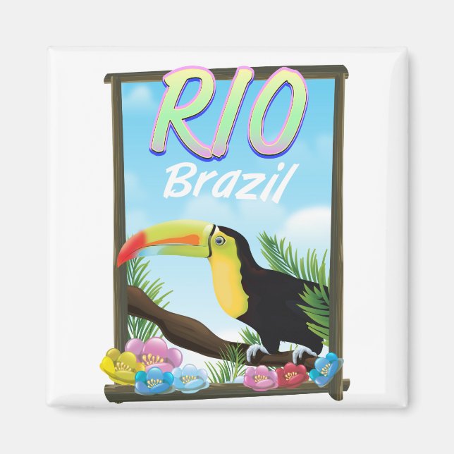 Aimant Affiche de voyage Toucan Rio Brésil (Devant)