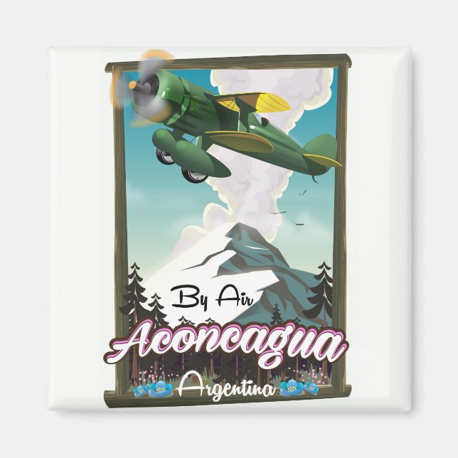 Aimant Affiche de voyage vintage Aconcagua -Argentine. (Devant)