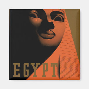 Aimant Affiche de voyage vintage avec Sphinx, Égypte, Afr