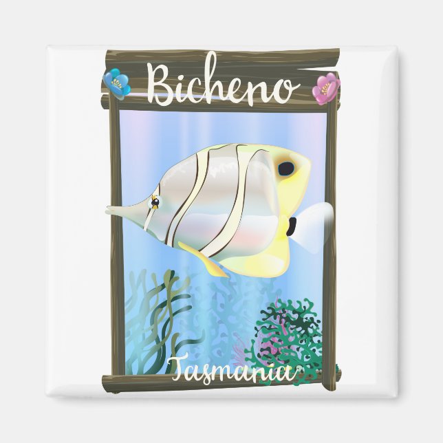 Aimant Affiche de voyage vintage de Bicheno Tasmanie (Devant)