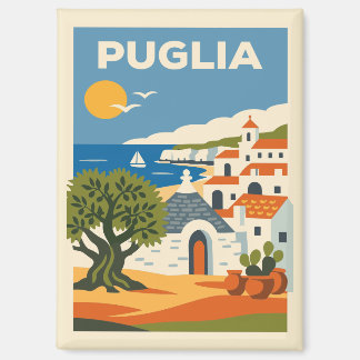 Aimant Affiche de voyage vintage de la côte de Pouilles I