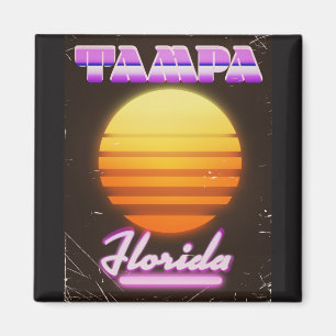 Aimant Affiche de voyage vintage des années 80 Tampa Flor