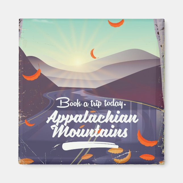 Aimant Affiche de voyage vintage des montagnes Appalaches (Devant)