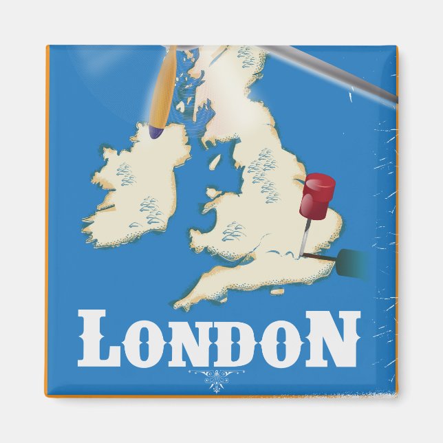 Aimant Affiche de voyage vintage Londres, Angleterre (Devant)