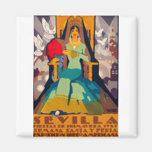 Aimant affiche de voyage vintage seville espagne
