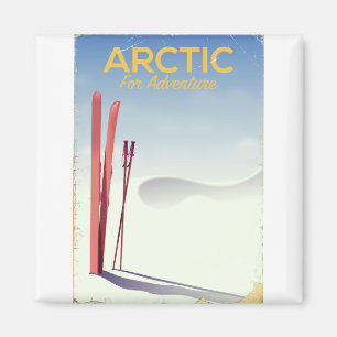Aimant Affiche d'exploration vintage de ski arctique