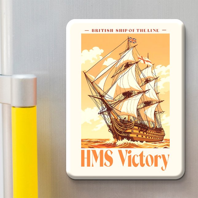 Aimant Affiche du HMS Victory Navire de ligne emblématiqu (HMS Victory Poster Iconic British Ship of the Line. Magnet)