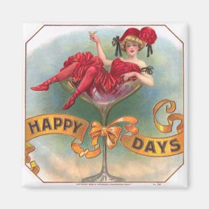 Aimant Affiche Femme Vintage dans un Verre à Champagne :