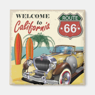 Aimant Affiche rétro "Bienvenue en Californie" Route 66,
