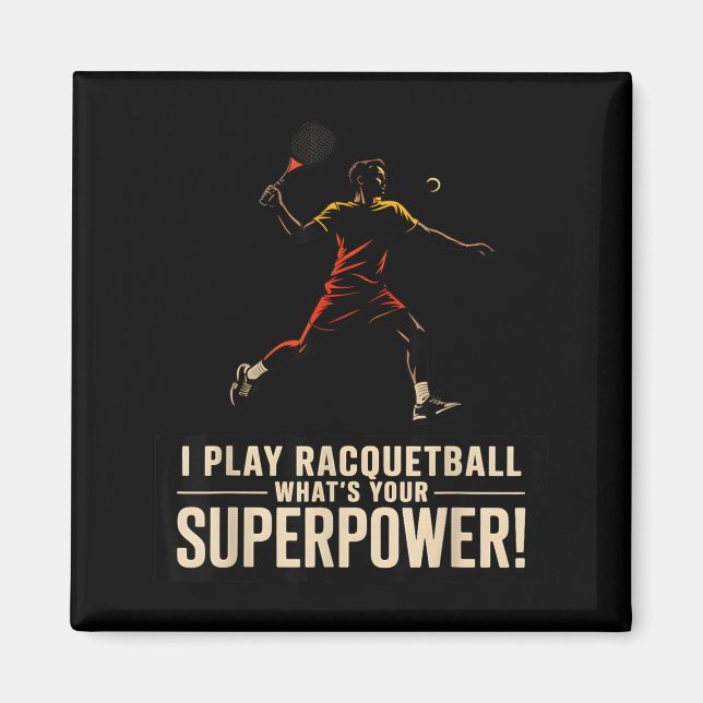 Aimant Affiche rétro de superpuissance de racquetball drô (Devant)