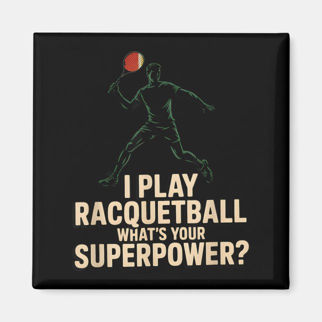 Aimant Affiche rétro de superpuissance de racquetball drô (Devant)