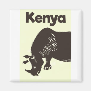 Aimant Affiche vintage africaine Kenya Rhino