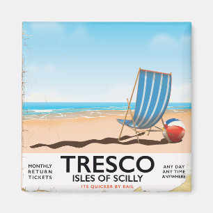 Aimant Affiche vintage de train Tresco Isles of Scilly
